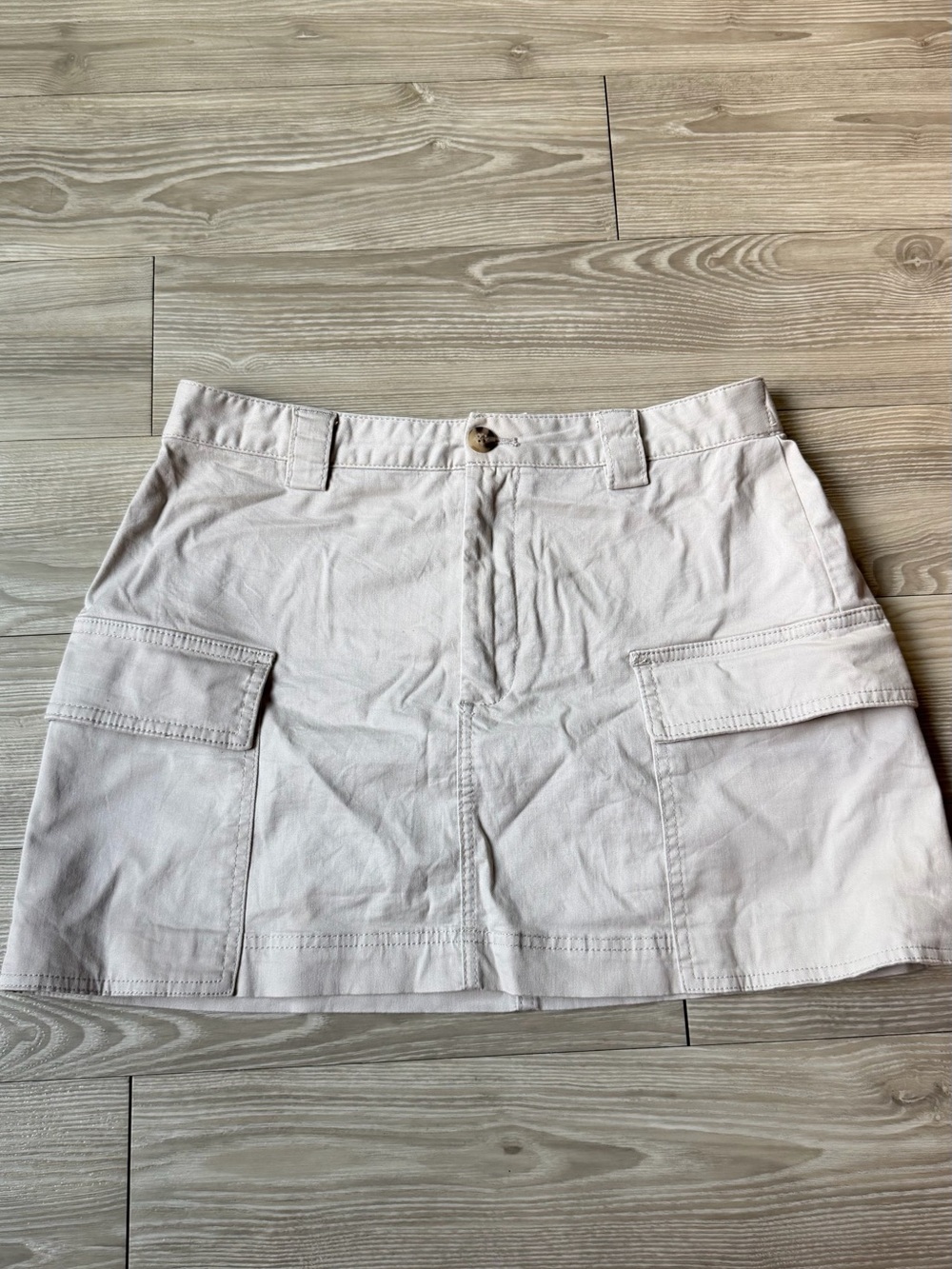 Cream Cargo Pocket Mini Skirt